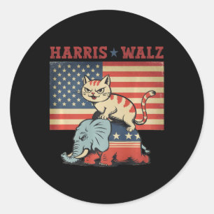Harris Waltz 2024 VP Präsident Wahl Funny Cat Runder Aufkleber