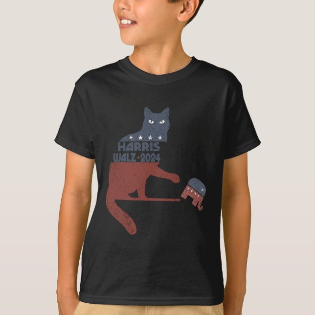 Harris Waltz 2024 VP Präsident Wahl Funny Cat T-Shirt (Vorderseite)