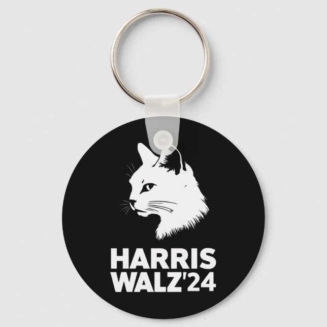 Harris Waltz 2024 Wahl Funny Cat Kamala Tim Schlüsselanhänger (Vorderseite)