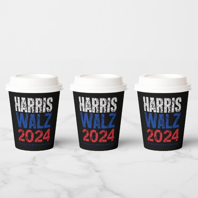 Harris Waltz 2024 Wahl Kamala Harris Tim Waltz Pappbecher (Multi)
