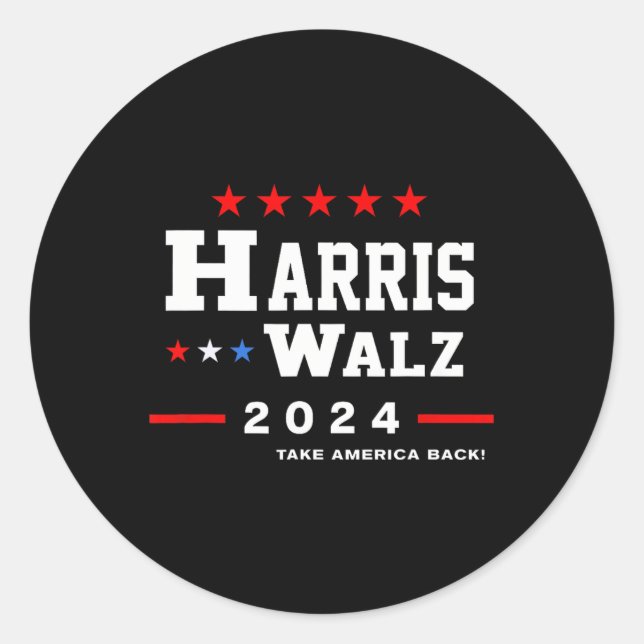 Harris Waltz 2024 Wahl Kamala Harris Tim Waltz Runder Aufkleber (Vorderseite)