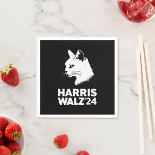 Harris Waltz 2024 Wahl Lustige Katze Kamala Tim  Serviette