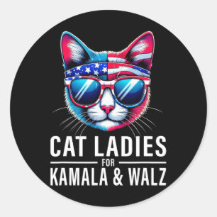 Harris Waltz Cat Lady Harris Waltz 2024 Kamala Har Runder Aufkleber