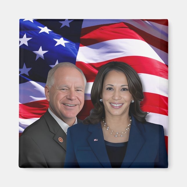 Harris Waltz Foto 2024 - Kamala Harris Tim Waltz Magnet (Vorne)