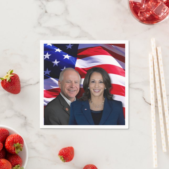 Harris Waltz Foto 2024 - Kamala Harris Tim Waltz Serviette (Beispiel)