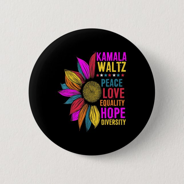 Harris Waltz Peace Liebe Equality Hope Diversity Button (Vorderseite)