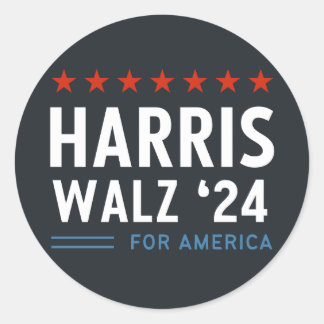 Harris Walz 2024 für Amerika Runder Aufkleber