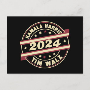Harris Walz 2024 für Präsident Patrioten Kamala  Postkarte