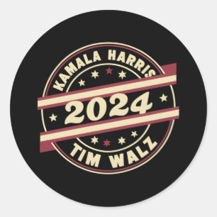 Harris Walz 2024 für Präsident Patriotic Kamala Runder Aufkleber