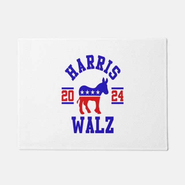 Harris Walz 2024 für Präsidentin Patriotische Demo Fußmatte (Vorderseite)