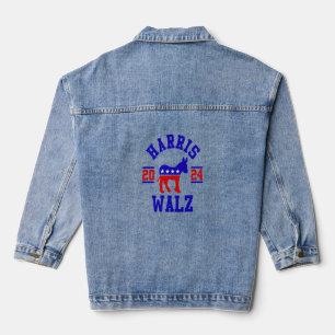 Harris Walz 2024 für Präsidentin Patriotische Demo Jeansjacke