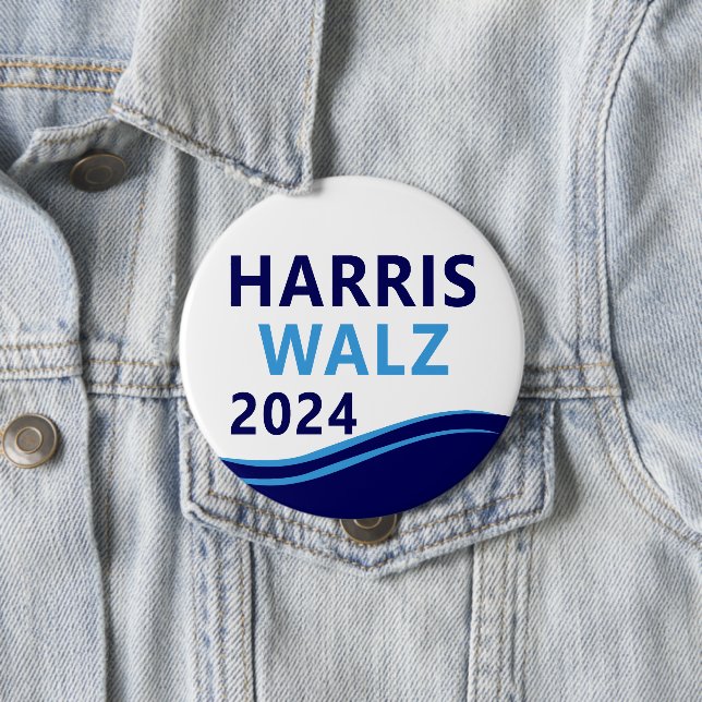 Harris Walz 2024 für President Blue Wave Button (Beispiel)