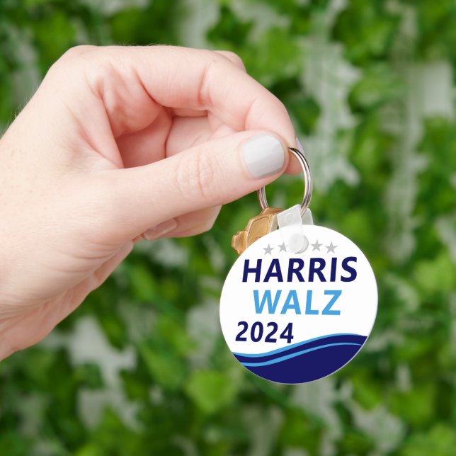 Harris Walz 2024 für President Blue Wave Schlüsselanhänger (Hand)