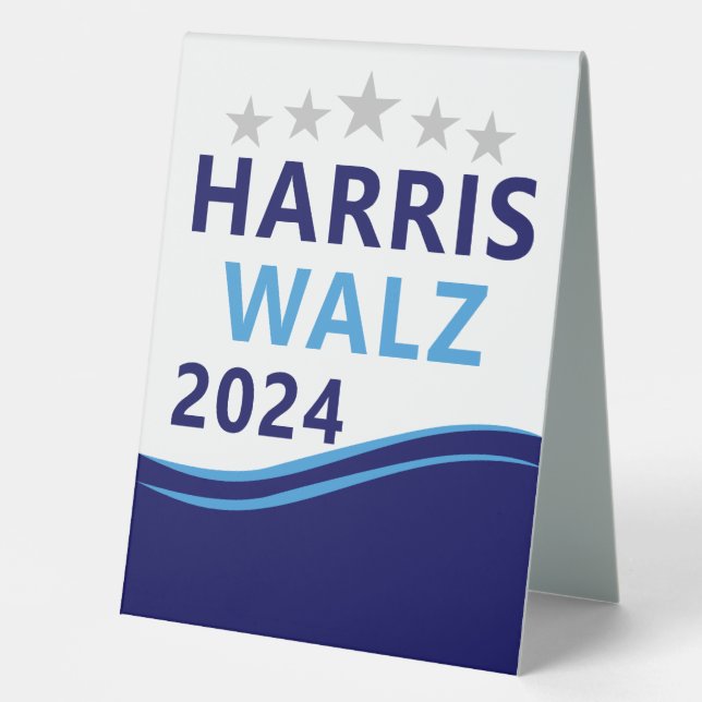 Harris Walz 2024 für President Blue Wave Tischaufsteller (Vorderseite)
