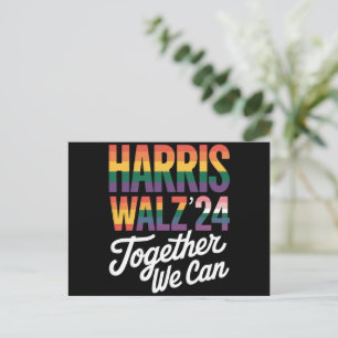 Harris Walz 2024 gemeinsam können wir LGBTQIA wähl Postkarte
