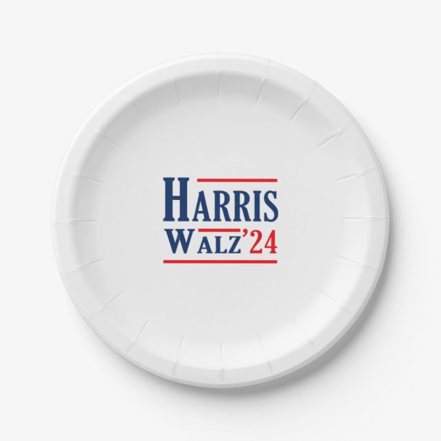 Harris Walz 2024 Kamala Harris Präsident Tim Walz Pappteller (Vorderseite)