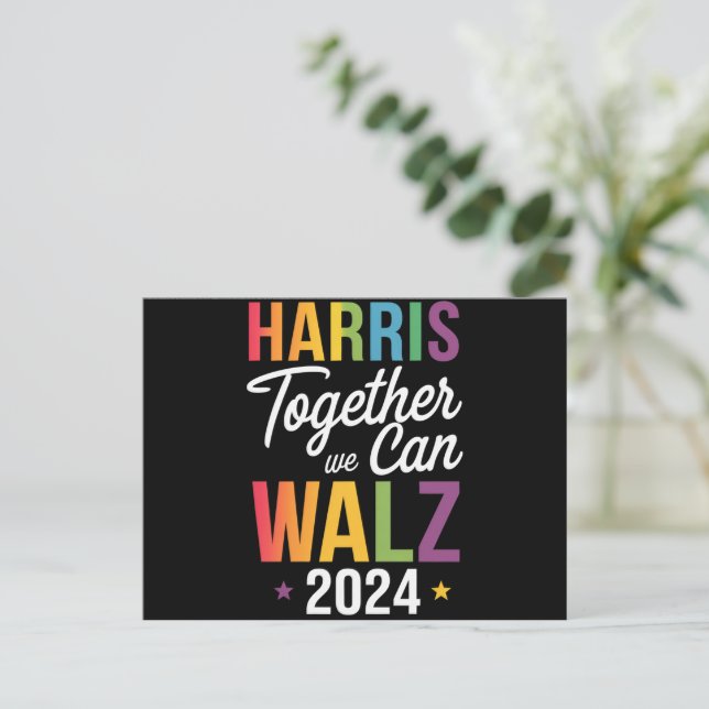 Harris Walz 2024 Kamala zusammen LGBT Postkarte (Stehend Vorderseite)