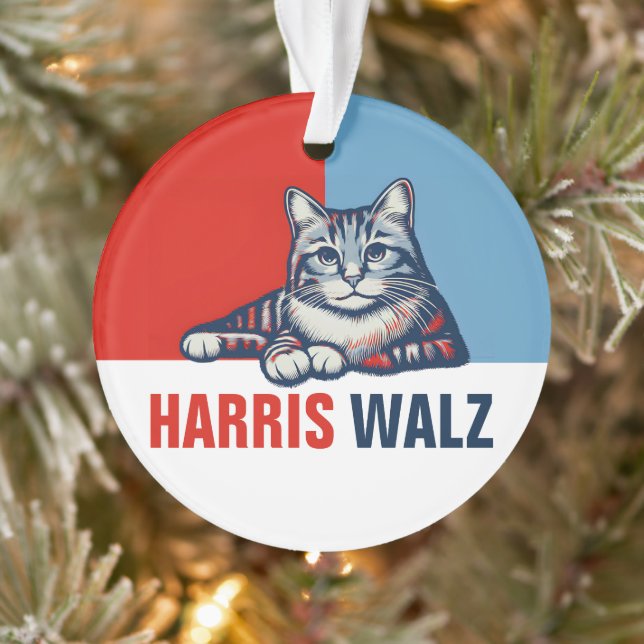 Harris Walz 2024 Manifestement Red Blue Cat (Arbre)