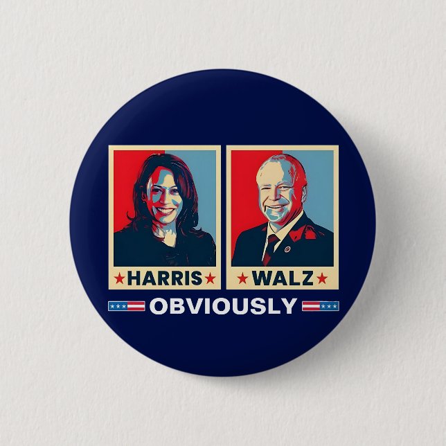 Harris Walz 2024 offensichtlich Button (Vorderseite)