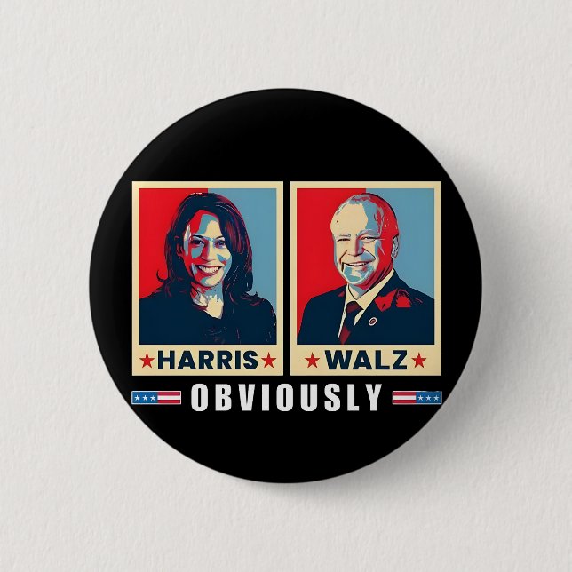 Harris Walz 2024 offensichtlich Button (Vorderseite)