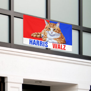 Harris Walz 2024 offensichtlich Cat Red Blue Banner