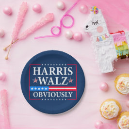 Harris Walz 2024 offensichtlich Pappteller