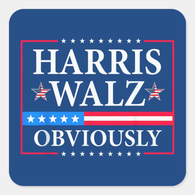 Harris Walz 2024 offensichtlich Quadratischer Aufkleber (Vorderseite)