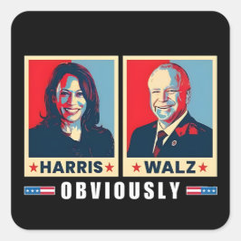 Harris Walz 2024 offensichtlich Quadratischer Aufkleber