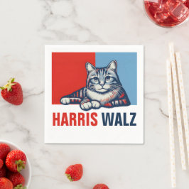 Harris Walz 2024 offensichtlich Red Blue Cat Serviette