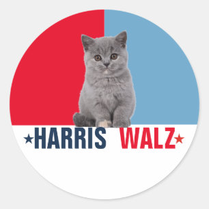 Harris Walz 2024 offensichtlich Red Blue Runder Aufkleber