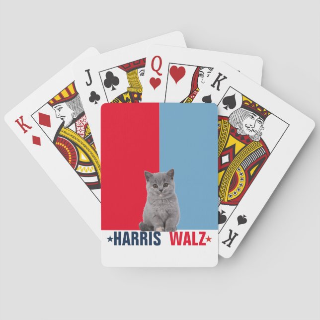 Harris Walz 2024 offensichtlich Red Blue Spielkarten (Rückseite)