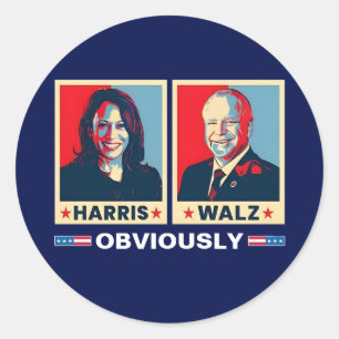 Harris Walz 2024 offensichtlich Runder Aufkleber