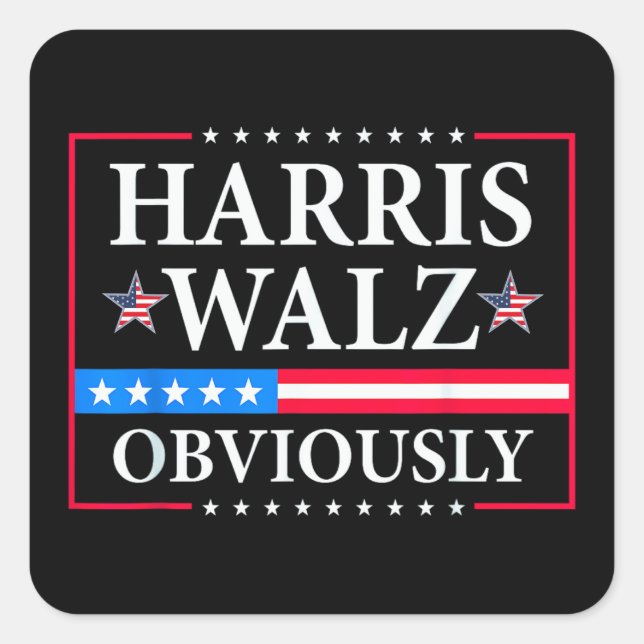 Harris Walz 2024 offensichtlich | Tim Walz Quadratischer Aufkleber (Vorderseite)