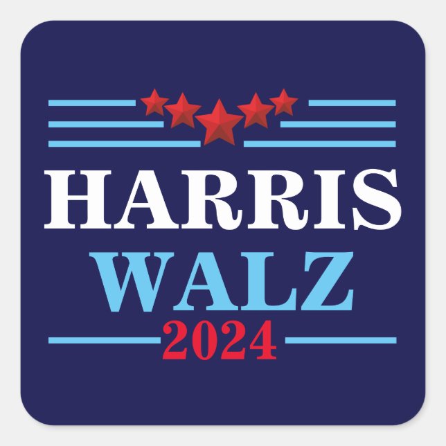 Harris Walz 2024 Präsident - Tim Walz Quadratischer Aufkleber (Vorderseite)