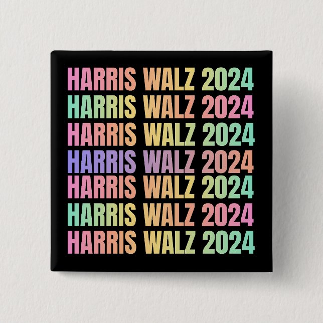 Harris Walz 2024 Rainbow Button (Vorderseite)