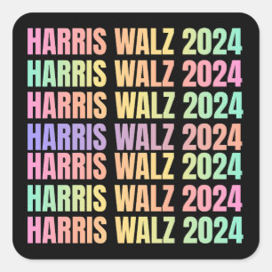 Harris Walz 2024 Rainbow Quadratischer Aufkleber