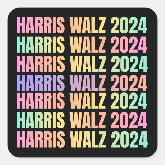 Harris Walz 2024 Rainbow Quadratischer Aufkleber (Vorderseite)