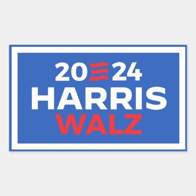 Harris Walz 2024 Rechteckiger Aufkleber (Vorderseite)