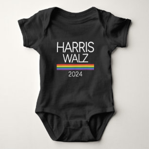 Harris Walz 2024 Regenbogen-LGBTQ-Stolzflagge Baby Strampler