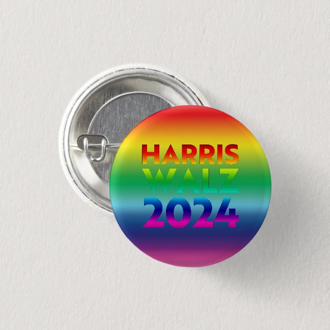 Harris Walz 2024 Regenbogengradition lgbtq Gay Pri Button (Vorne & Hinten)