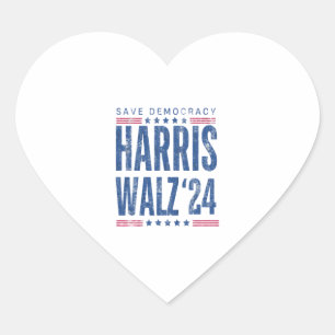 Harris Walz 2024 Rette Demokratie Herz-Aufkleber
