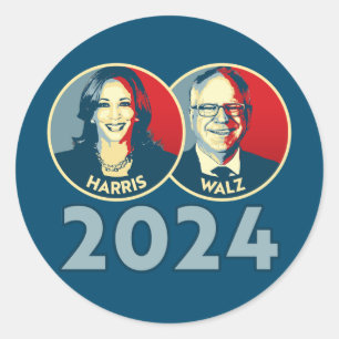 Harris Walz 2024 Runder Aufkleber