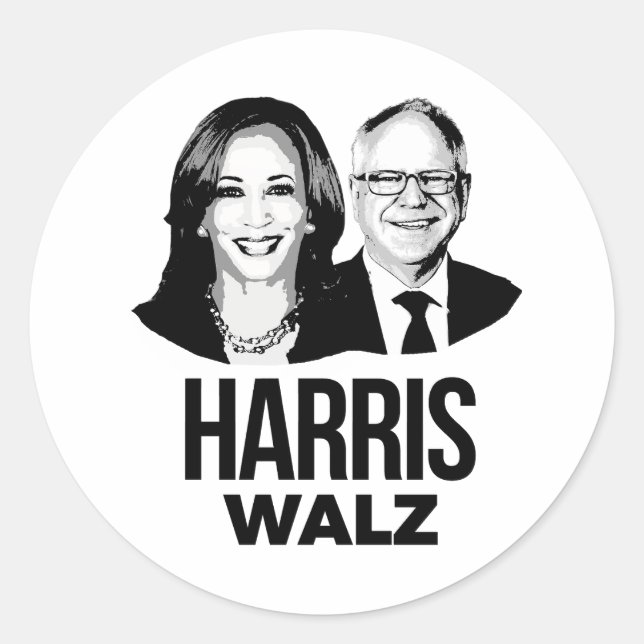Harris Walz 2024 Runder Aufkleber (Vorderseite)