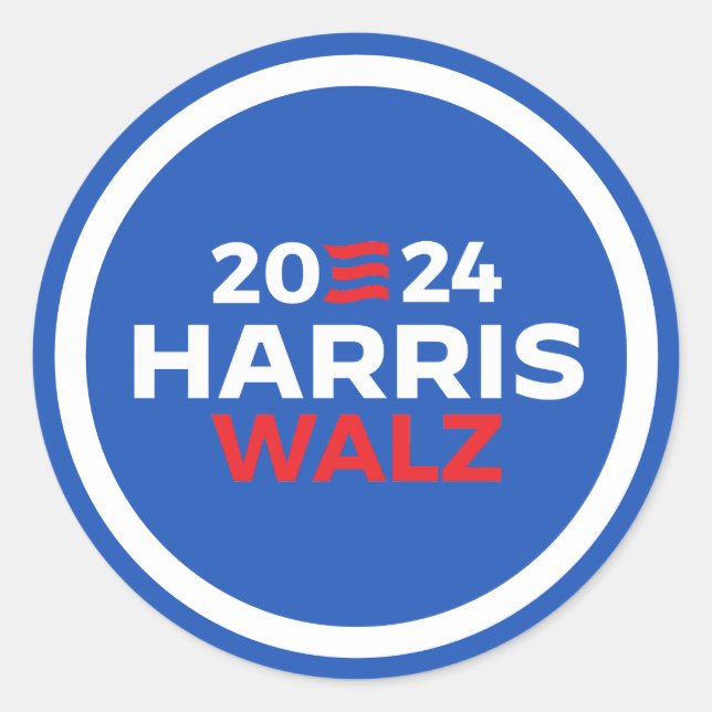 Harris Walz 2024 Runder Aufkleber (Vorderseite)