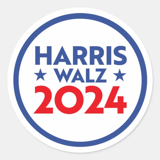 Harris Walz 2024 Runder Aufkleber (Vorderseite)
