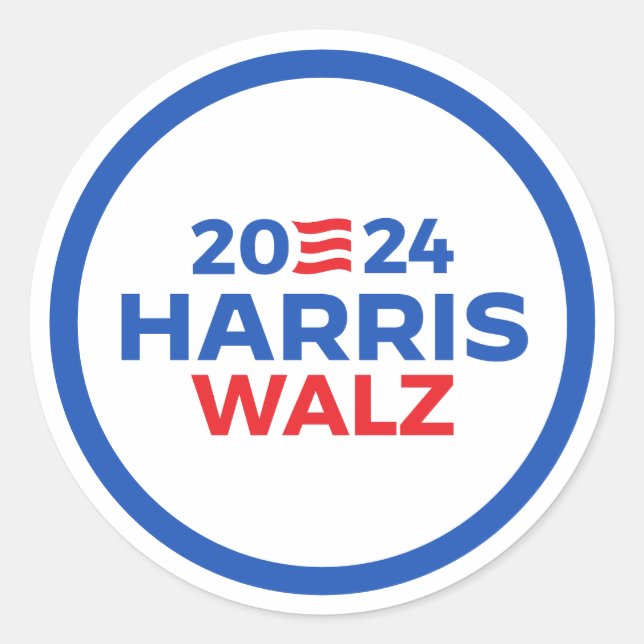Harris Walz 2024 Runder Aufkleber (Vorderseite)