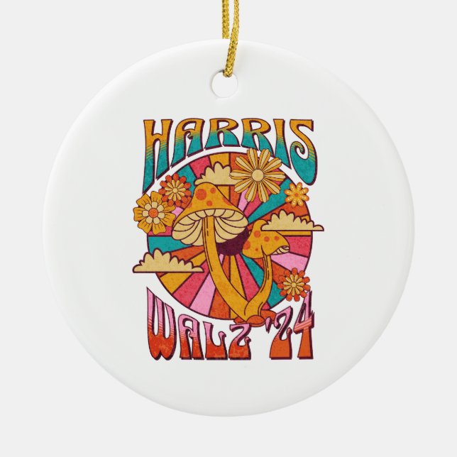 Harris Walz 2024 Trendy Boho Hippie Mushroom Keramik Ornament (Vorne)