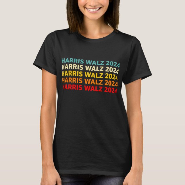 Harris Walz 2024 US-amerikanische Flagge T-Shirt (Vorderseite)