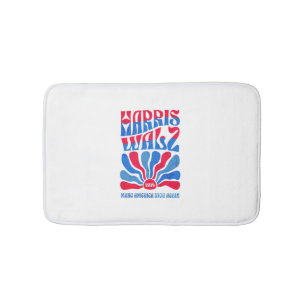 Harris Walz 2024 Vintag Boho Groovy Retro red Blu Badematte