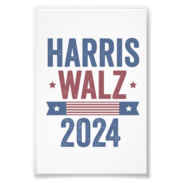 Harris Walz 2024 Wahl Kamala Tim Waltz Amerika Fotodruck (Vorne)